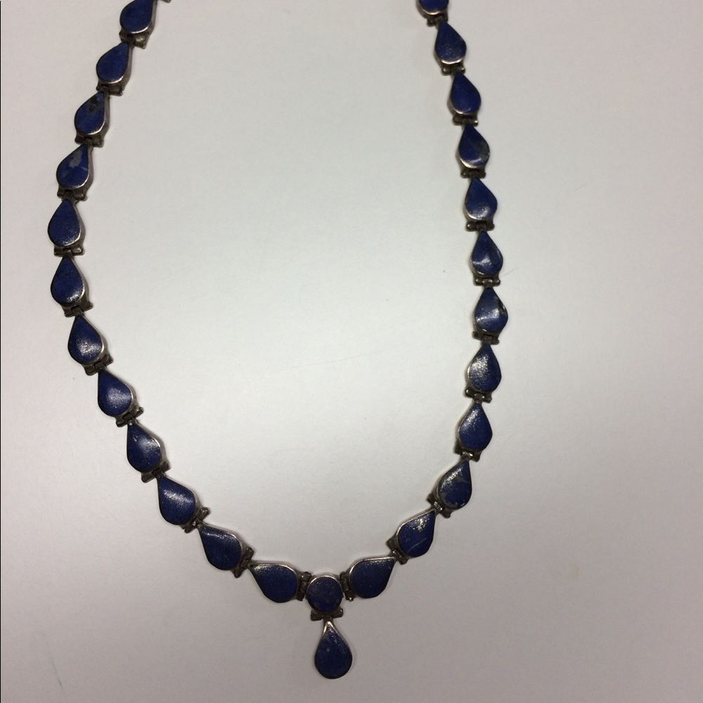 Vintage Lapis Lazuli Silver Necklace 950 Stamp